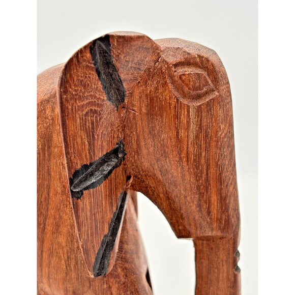 Vintage Hand Carved Wooden Elephant Figurine Rosewood Primitive Africa‎ 5.5"H - Picture 7 of 12